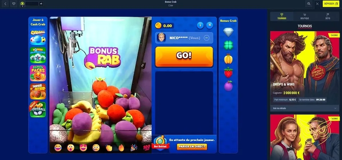 Interface de pari sportif en direct Rabona Casino