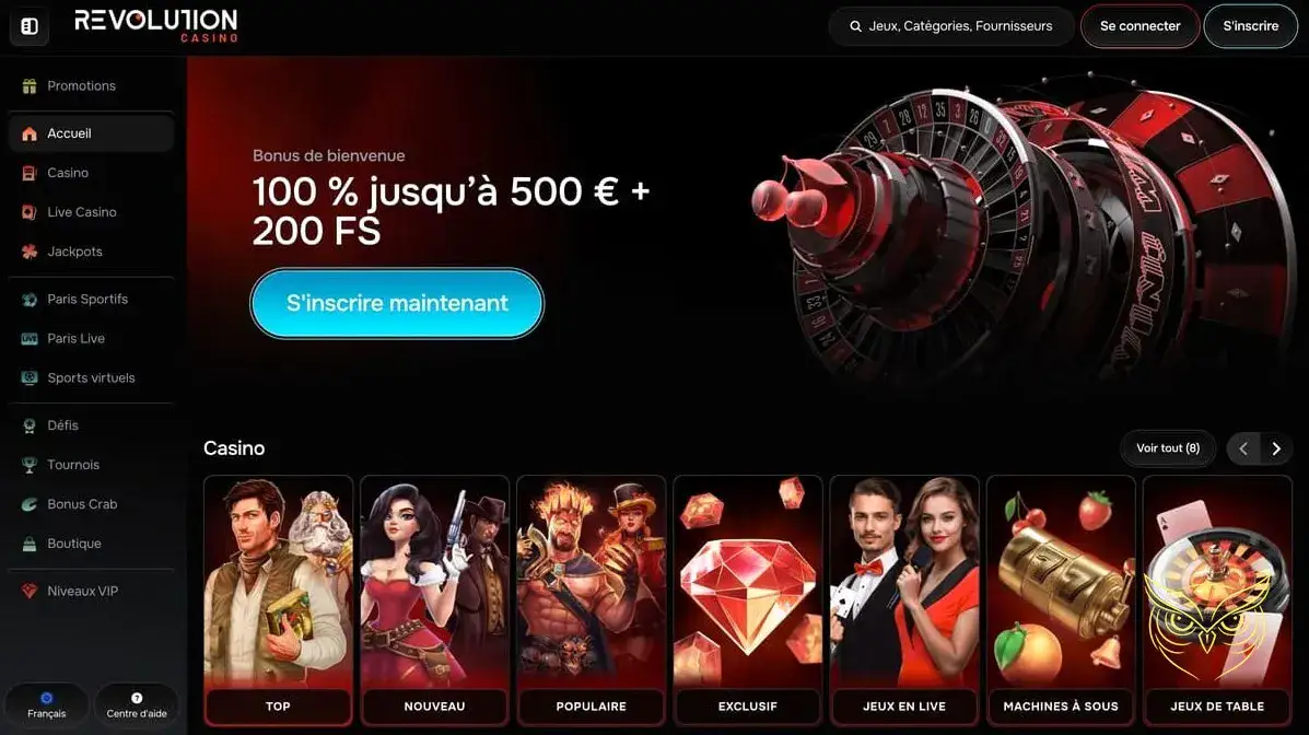 Logo officiel du casino Revolution.