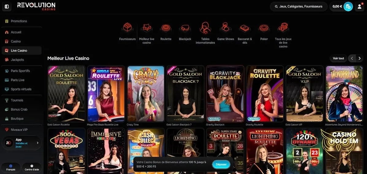 Icône des tournois disponibles Revolution Casino.