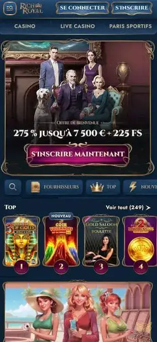 Capture d'écran de l'application RichRoyal Casino