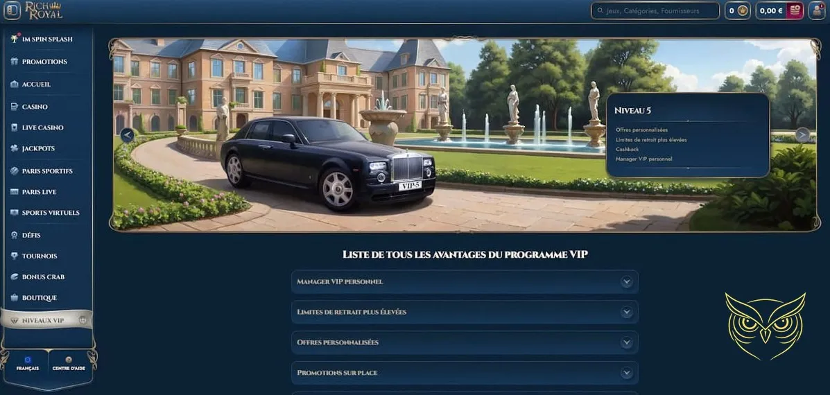 Bouton d'inscription au casino RichRoyal.