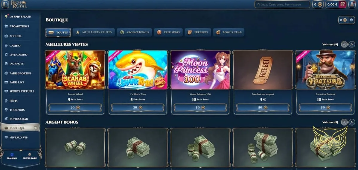 Icône de la section Live Casino RichRoyal.