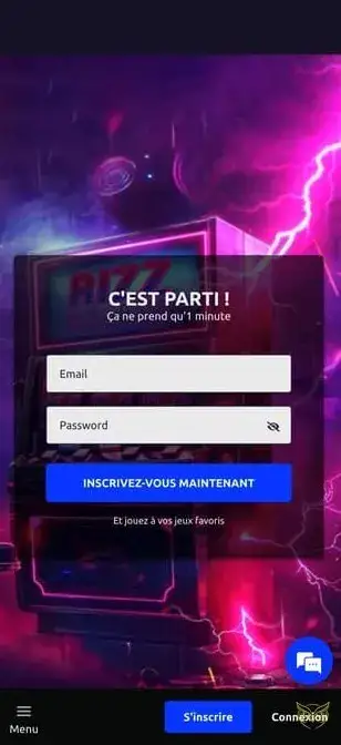 Capture d'écran de l'application mobile Rizz Casino