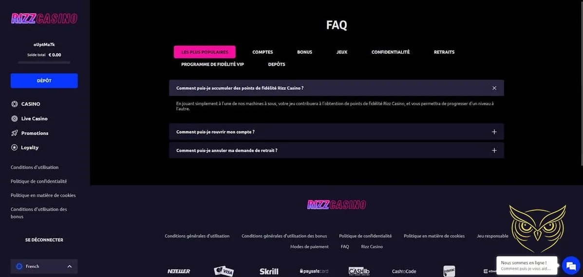 Icône du casino en direct Rizz Casino