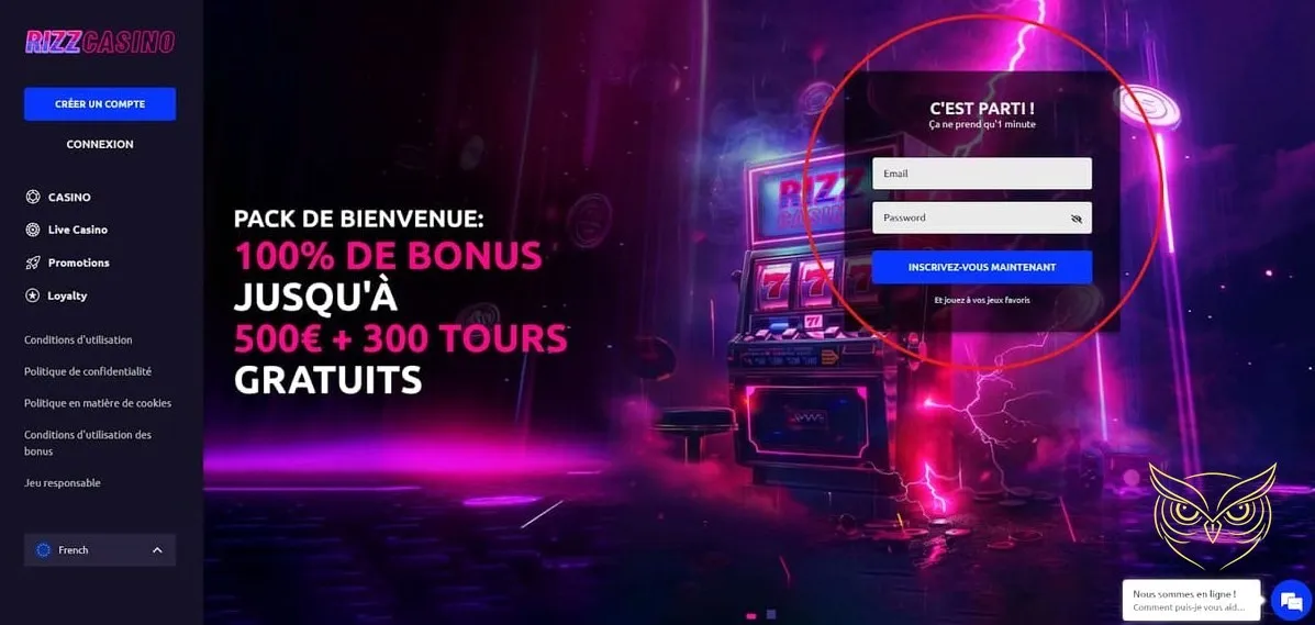 Icône des machines à sous du Rizz Casino