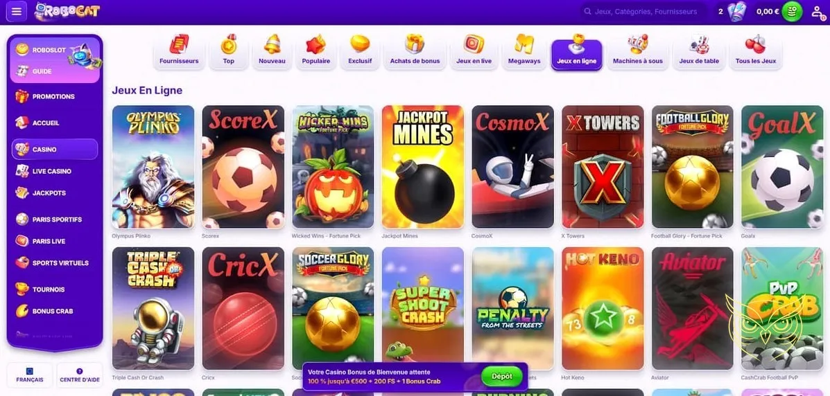 Icône du bonus sur premier dépôt Robocat Casino