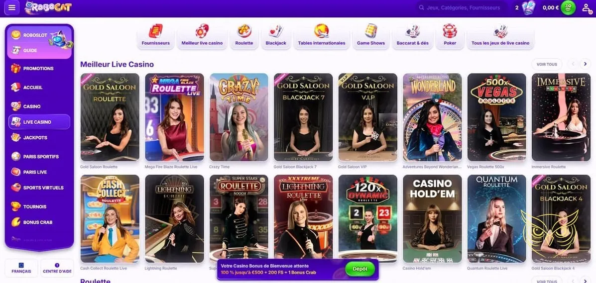 Icône des promotions et offres Robocat Casino