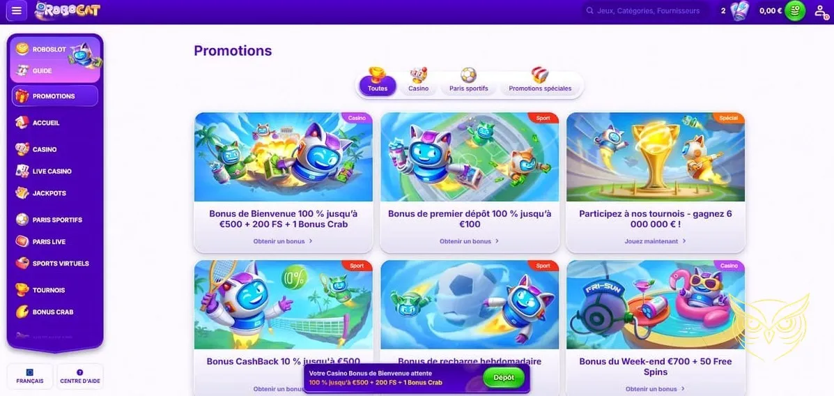 Icône de l'offre spéciale Bonus Crab Robocat Casino