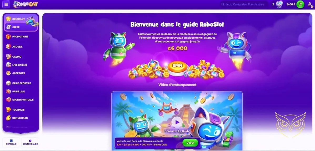 Icône pour effectuer un dépôt sur Robocat Casino