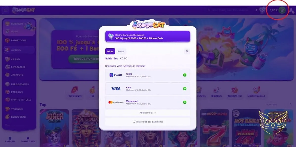 Icône de la section paris sportifs Robocat Casino