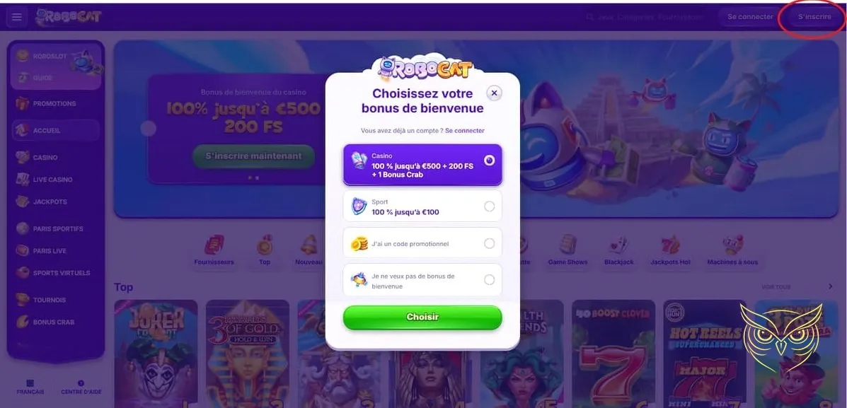 Icône des paris sportifs en direct Robocat Casino