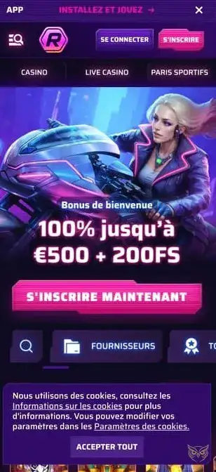 Capture d'écran de l'application Roby Casino