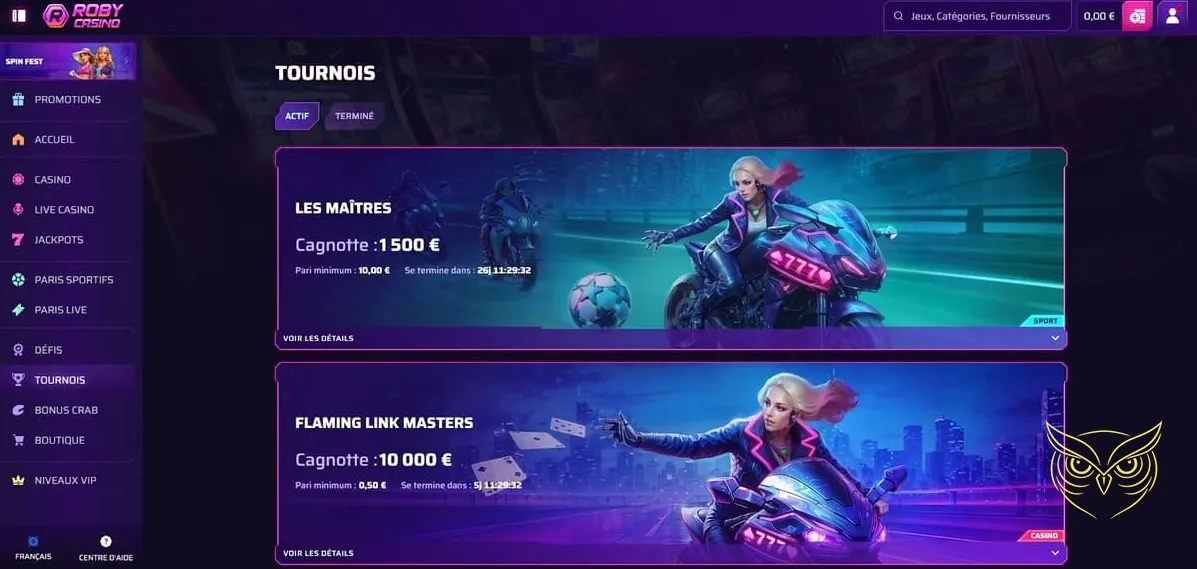 Accès au centre d'aide Roby Casino