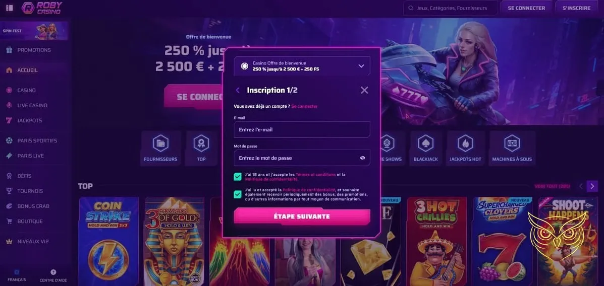 Présentation des promotions actuelles Roby Casino