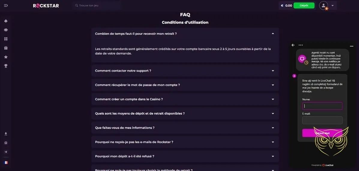 Icône de la catégorie Casino en direct Rockstar.