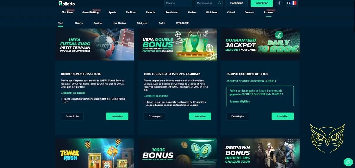 Icône de la section paris sportifs Rolletto Casino.