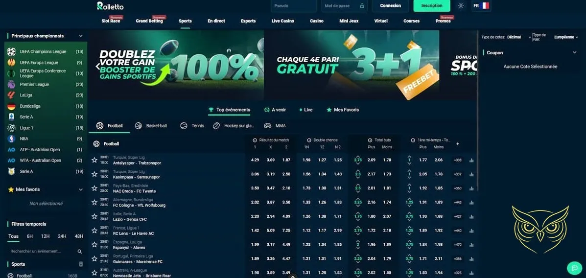 Bouton pour s'inscrire sur Rolletto Casino.