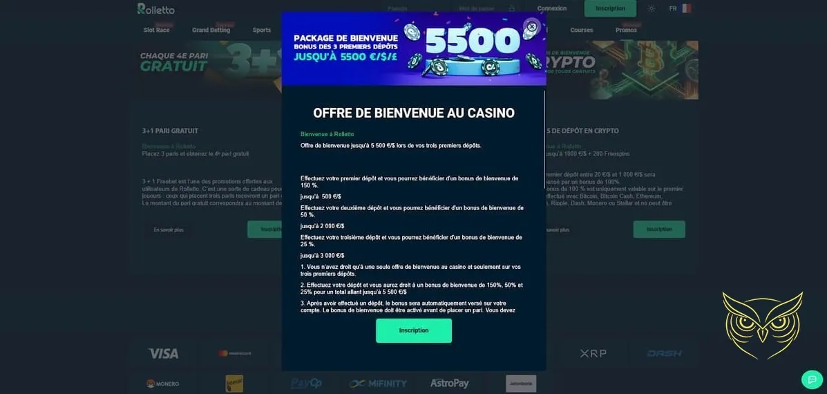 Icône des paris sportifs en direct Rolletto Casino.