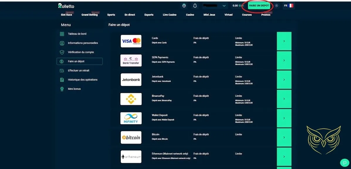 Icône de la section courses hippiques Rolletto Casino.