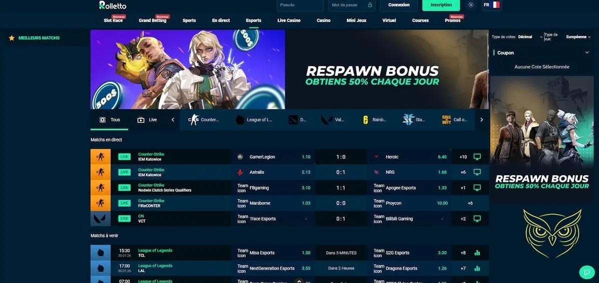 Icône de la catégorie Casino en direct Rolletto.