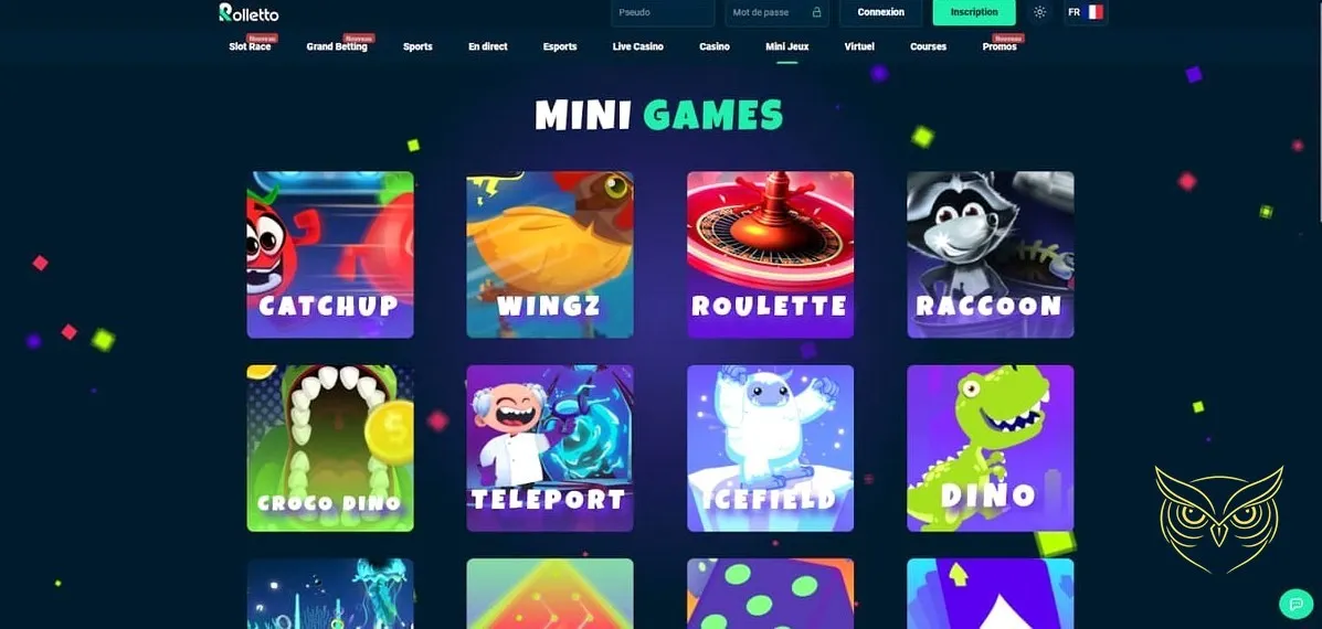 Icône de la section mini-jeux Rolletto Casino.