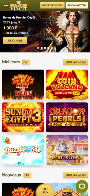 Capture d'écran de l'application Royal Vincit Casino
