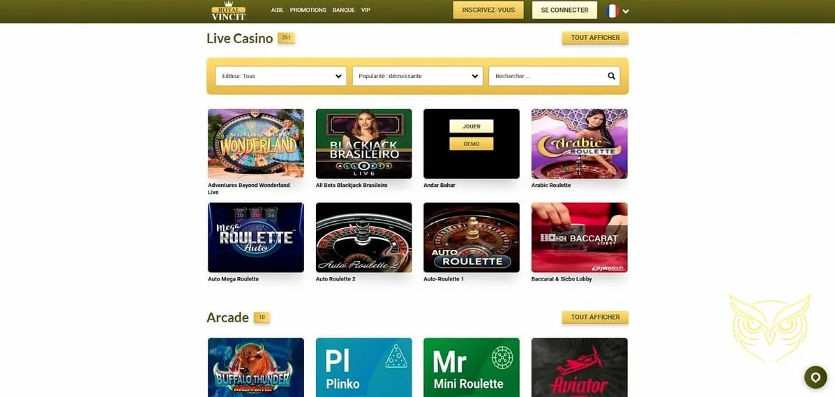 Détails du pack de bienvenue Royal Vincit Casino