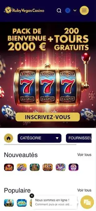 Capture d'écran de l'application RubyVegas Casino