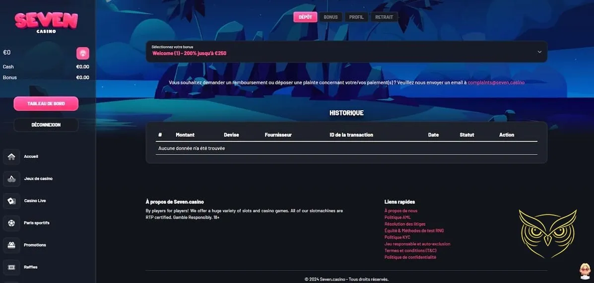 Miniature des jeux en direct Seven Casino