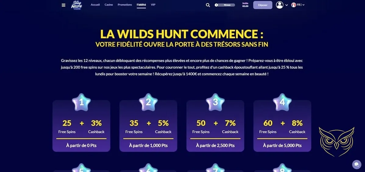 Icône des promotions disponibles Shiny Wilds Casino