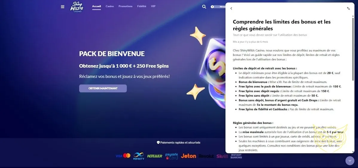 Bouton pour s'inscrire au casino Shiny Wilds