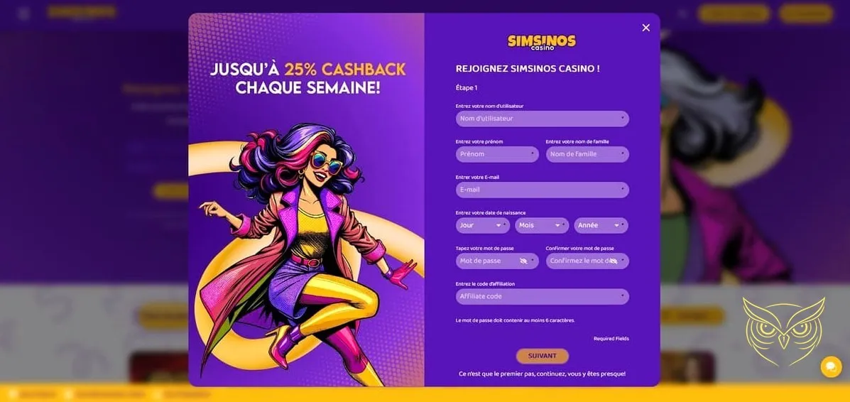 Capture d'écran du casino en direct Simsinos