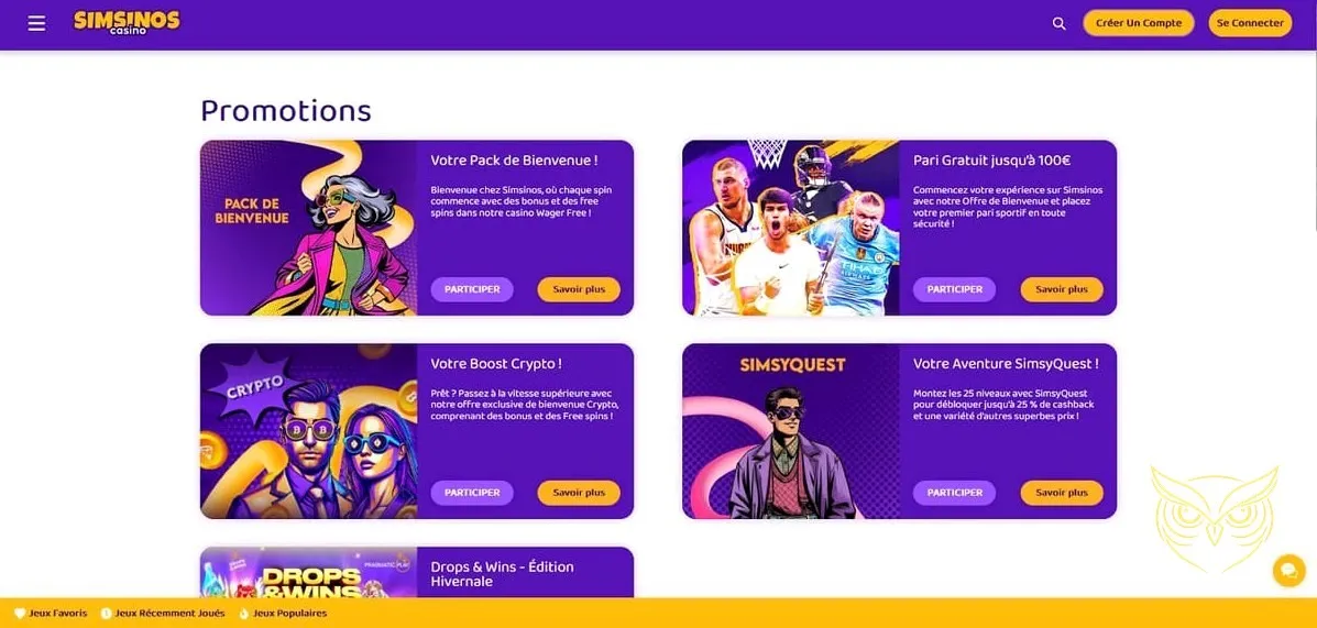 Icône des promotions actuelles Simsinos Casino