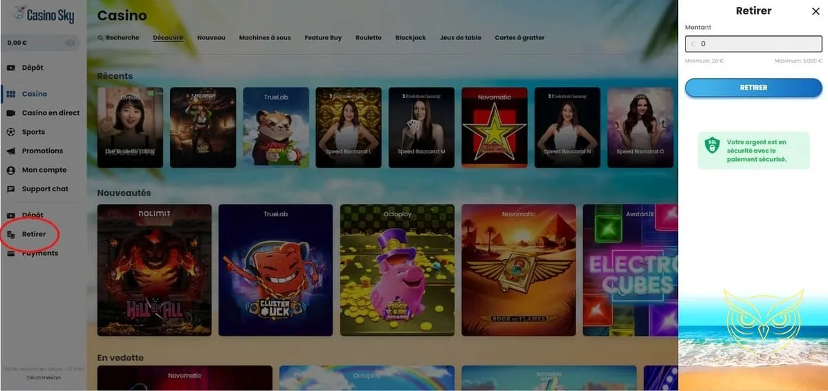 Bouton d'inscription pour CasinoSky Casino