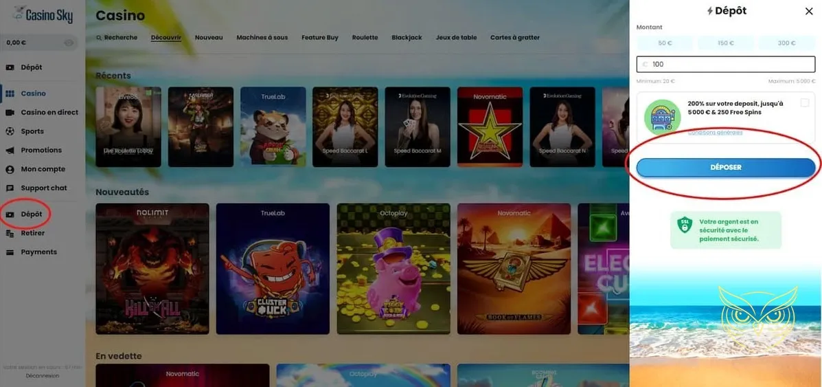 Icône de la section casino en direct CasinoSky