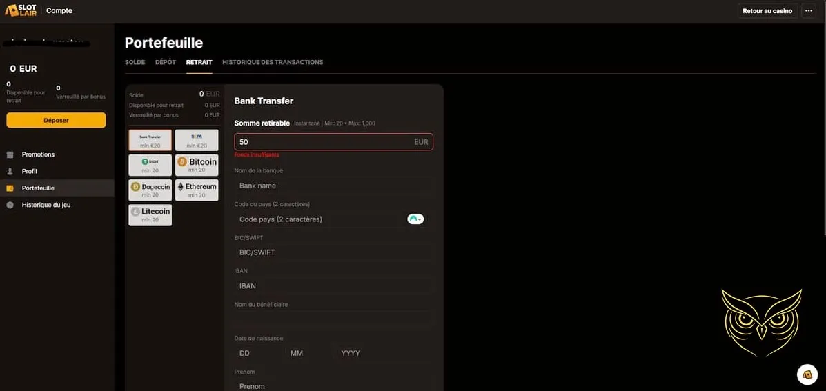 Icône du centre d'aide SlotLair Casino.