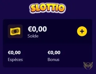 Tableau de bord de mon compte Slottio.
