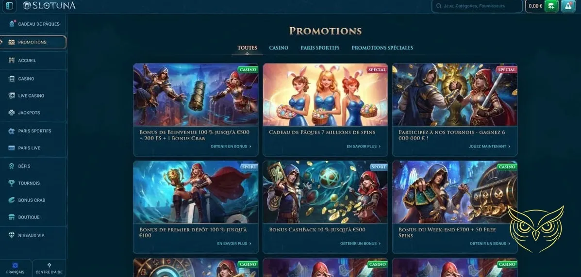 Accès au support client live Slotuna Casino.