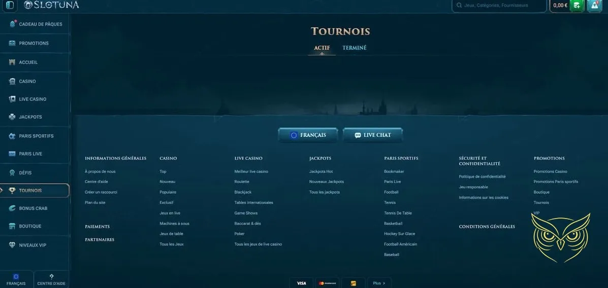 Formulaire d'inscription au Slotuna Casino.