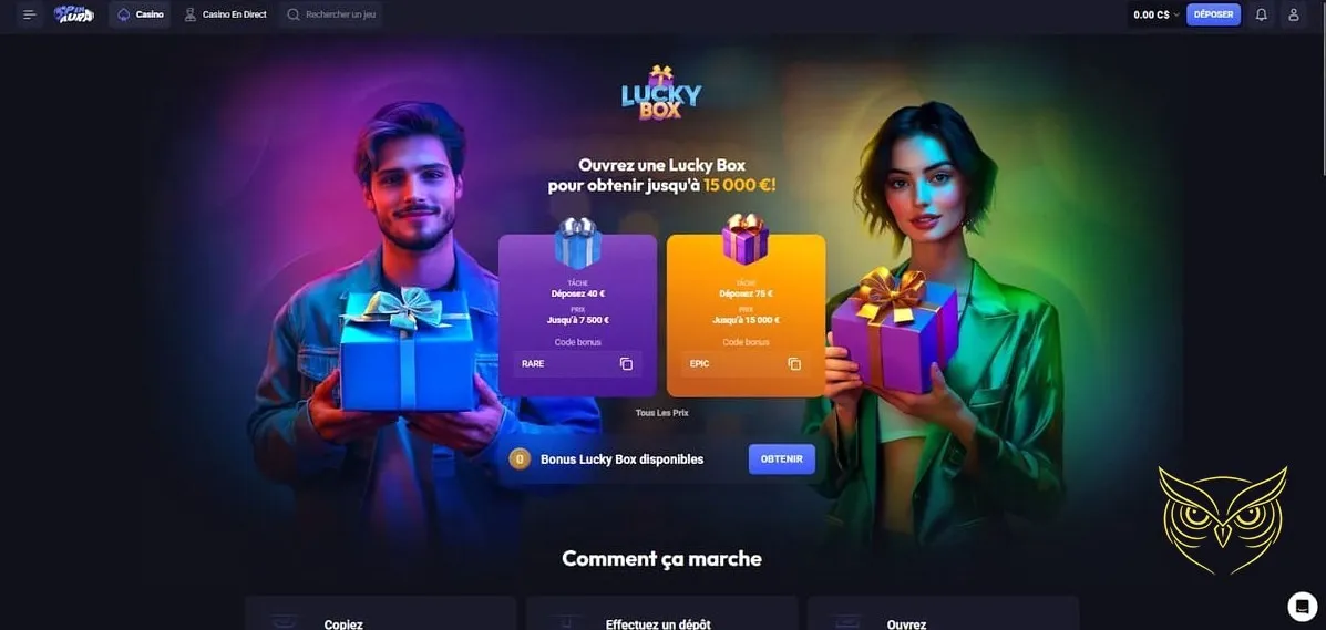 Présentation de la boîte chanceuse Lucky Box SpinAura.