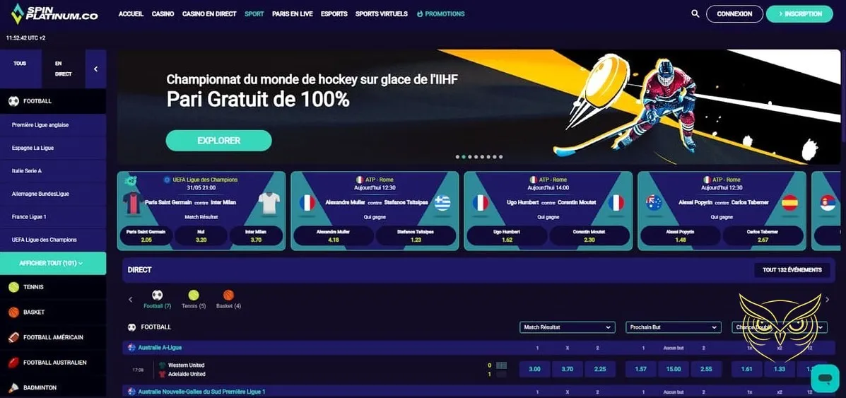 Option de dépôt de fonds Spin Platinum