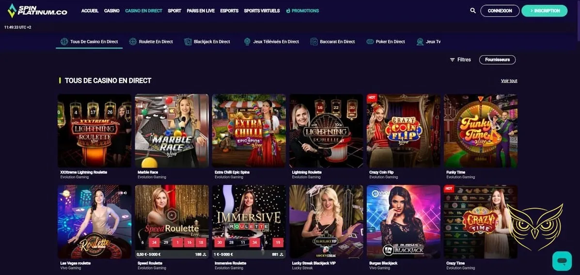 Section jeux occasionnels Spin Platinum