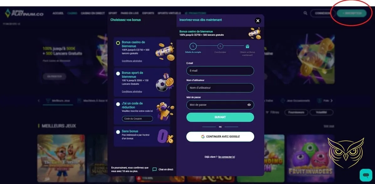 Catégorie E-sports Spin Platinum Casino