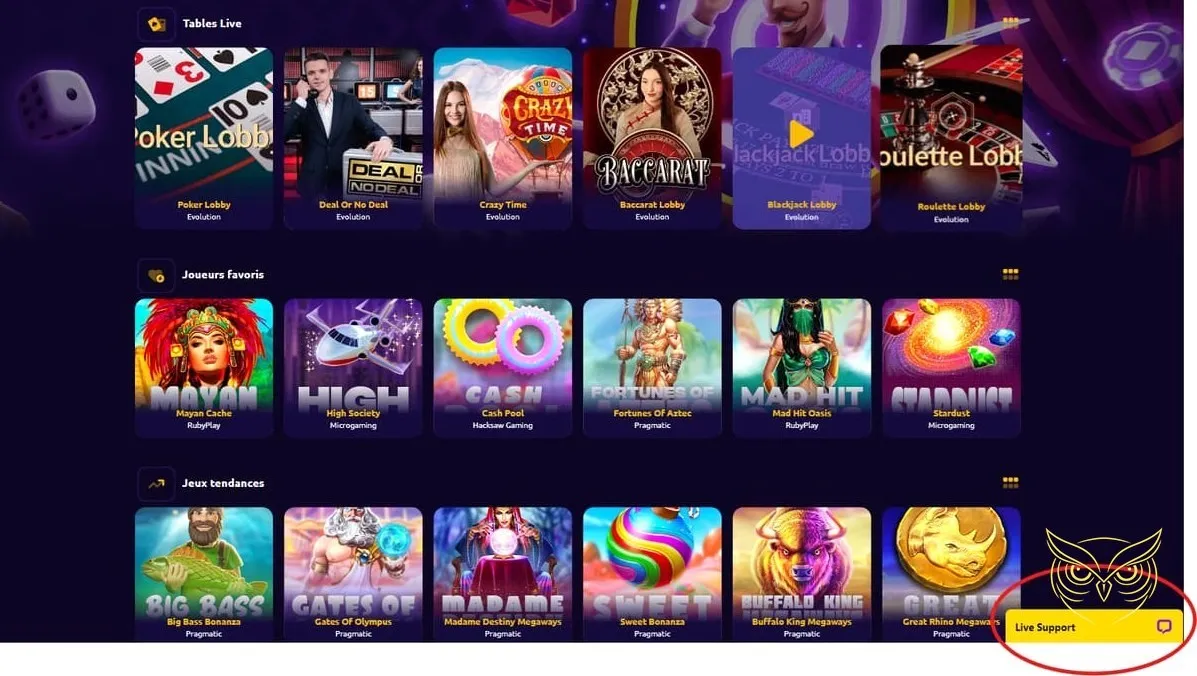 Interface de paris sportifs Spin Time