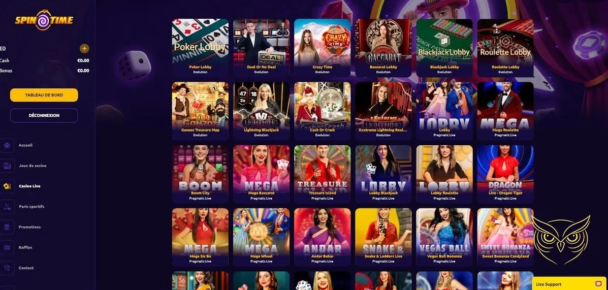 Offre de bonus de bienvenue Spin Time