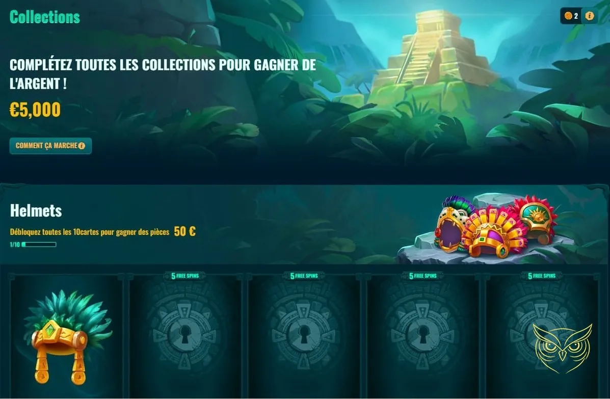 Page des bonus et promotions Spinanga