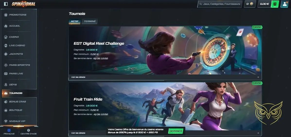 Bouton d'inscription au Spinational Casino