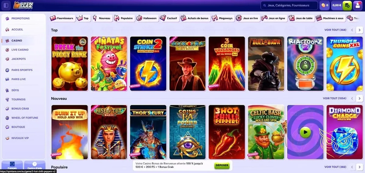 Symbole des tournois du casino Spinbara