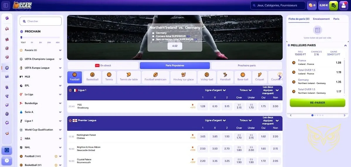 Section boutique du casino Spinbara