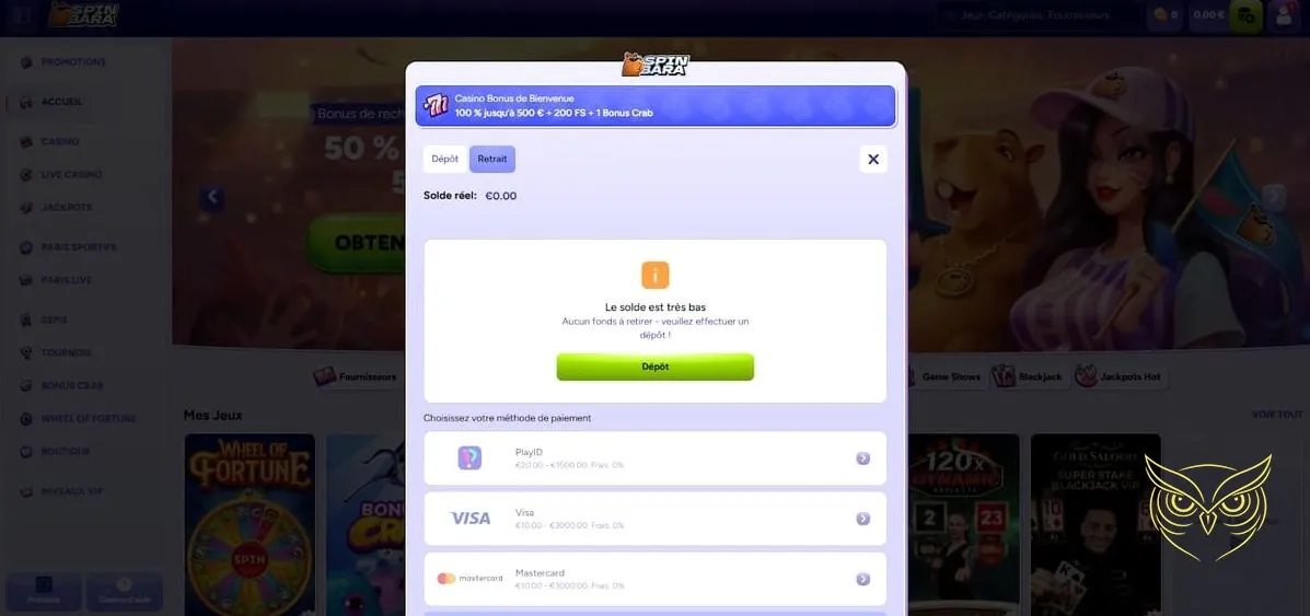 Icône pour le dépôt de fonds Spinbara
